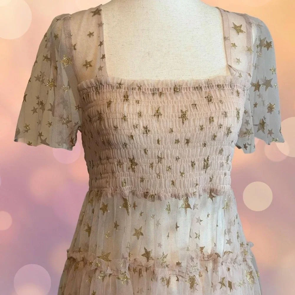 Free People Starbright Sheer Tulle Dress. Size small
